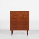 Midcentury Danish chest of 6 drawers in teak 1960s - long drawer handle with 2 handles