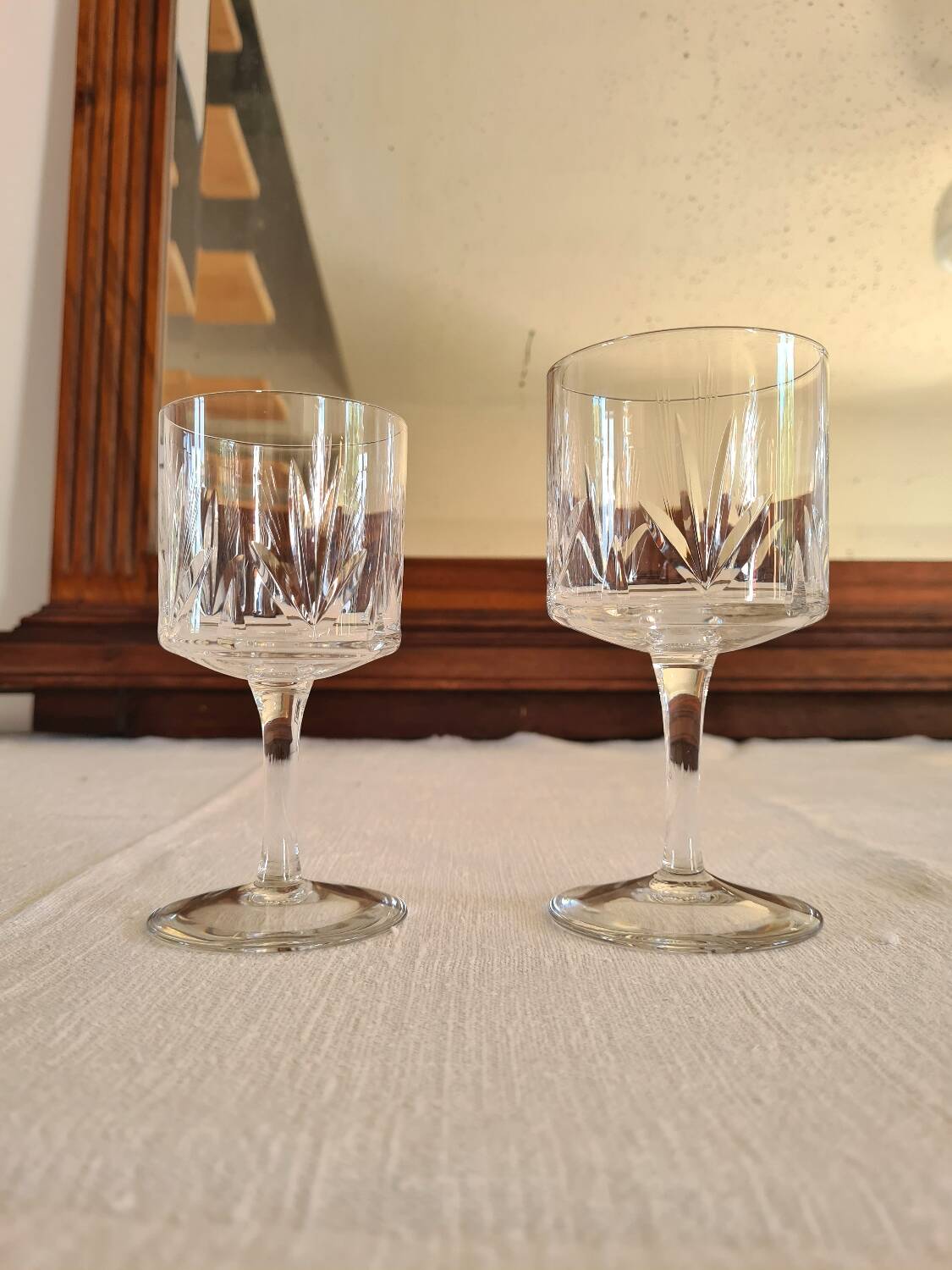 Water and wine glasses from the Royal Manufacture of Bayel