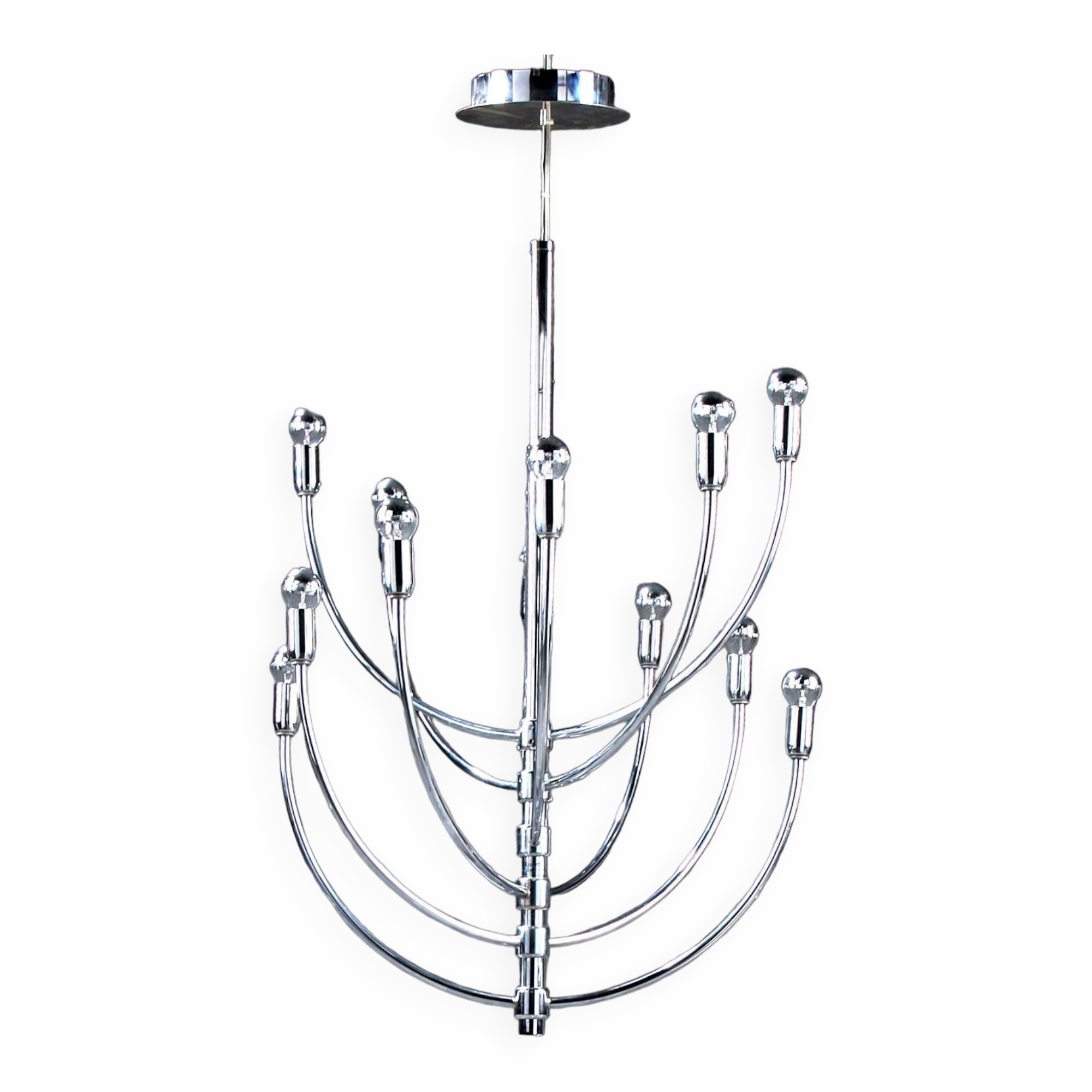 Chrome chandelier Piazza San Marco design Vico Magistretti for Oluce Italy