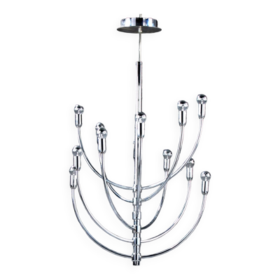 Lustre chromé Piazza San Marco design Vico Magistretti pour Oluce Italie