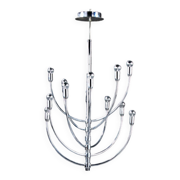 Chrome chandelier Piazza San Marco design Vico Magistretti for Oluce Italy