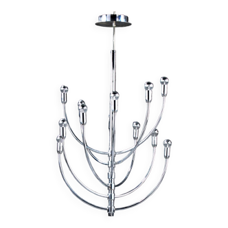 Chrome chandelier Piazza San Marco design Vico Magistretti for Oluce Italy