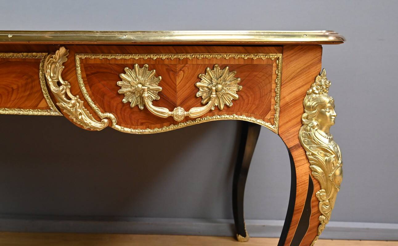 Regency style marquetry desk in precious woods – Late 19th century