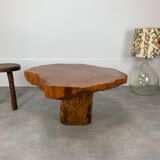 Brutalist tree trunk coffee table, solid wood