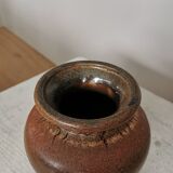 Fat Lava Pottery Vase: Vintage West Germany 202-13, Brown Drip Glaze
