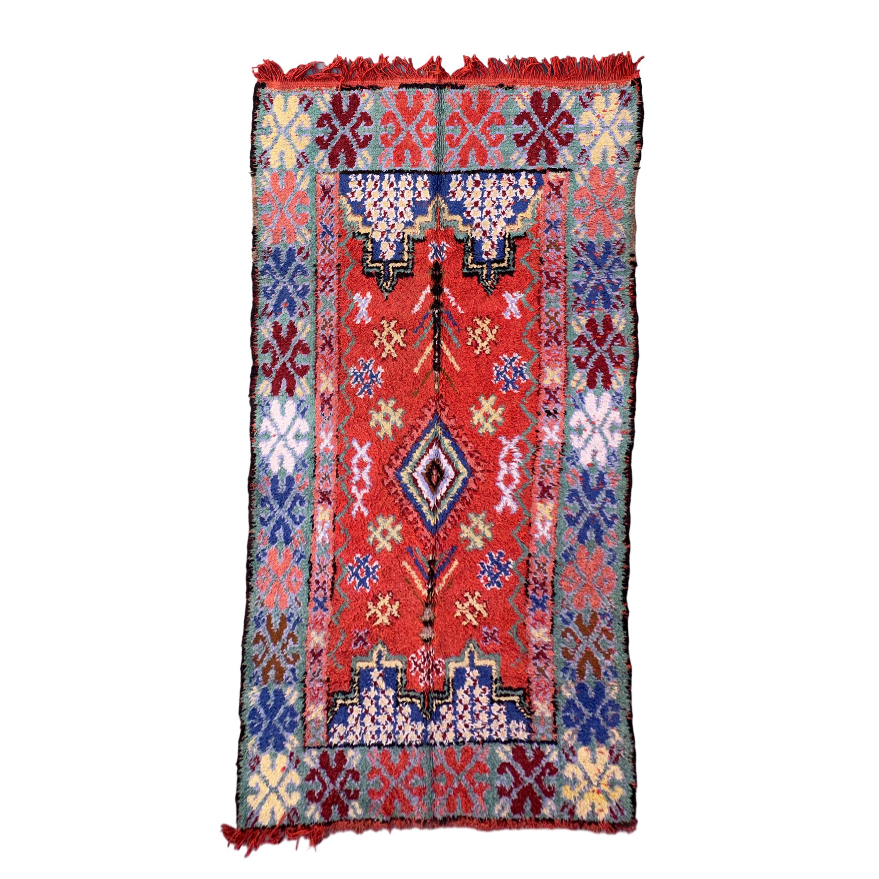 Colorful Moroccan boujad rug - 167 x 322 cm