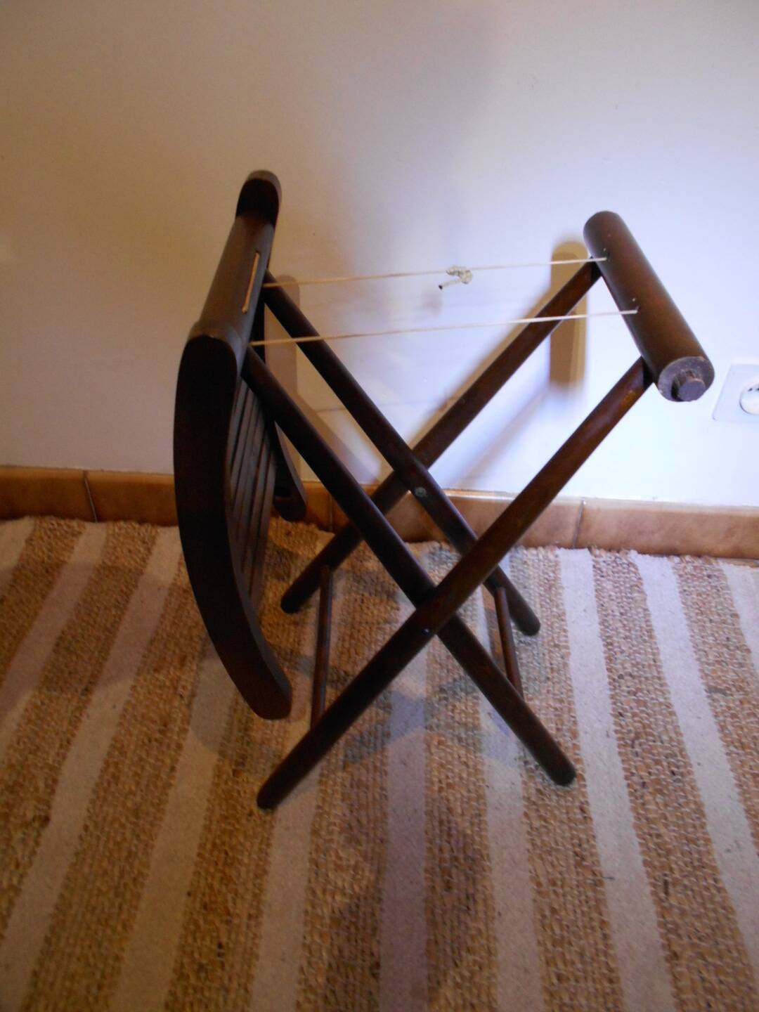 Folding wooden stool, plant holder