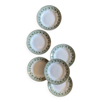 Set of 6 old hollow plates in iron earth, model Murier de Saint Amand