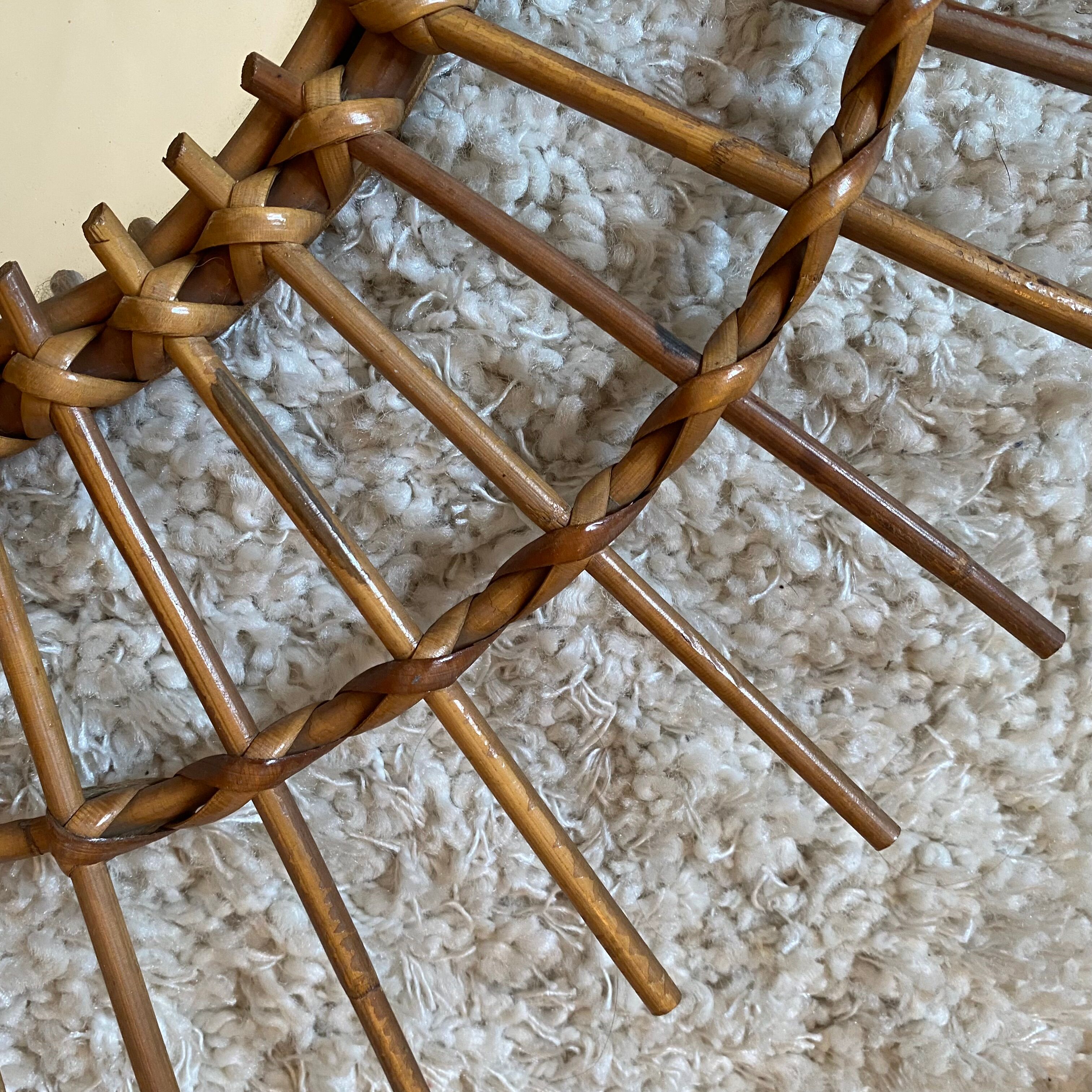 Vintage rattan sun mirror