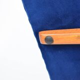 Original armchair compas, pied de poule, blue velvet, 1960s, restored