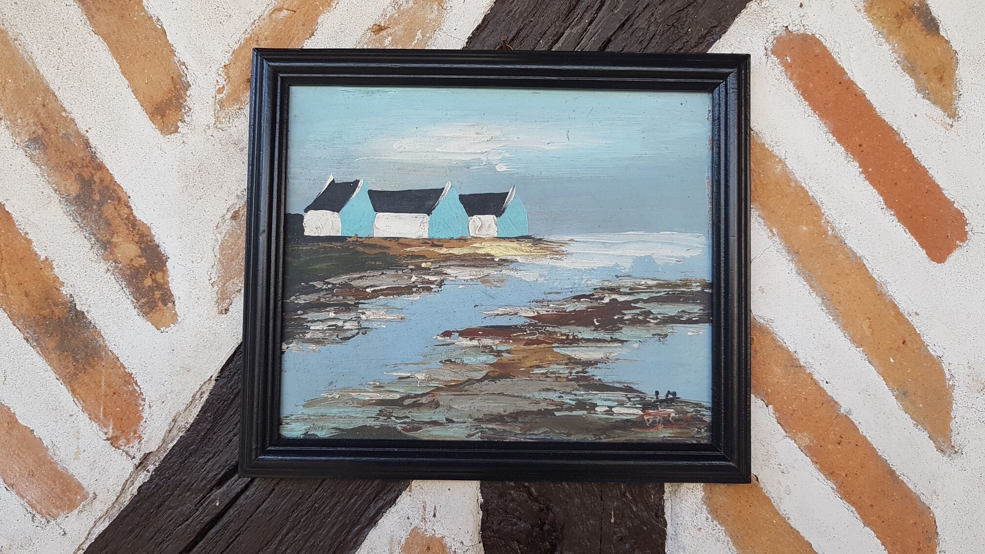 Tableau huile sur panneau marine