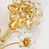 Large wall lamp in gilded brass, Palwa flowers by Ernst Palme, 1970s.