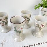 5 Mazagrans en grès vintage motif Fleuri Made in Corée 1980