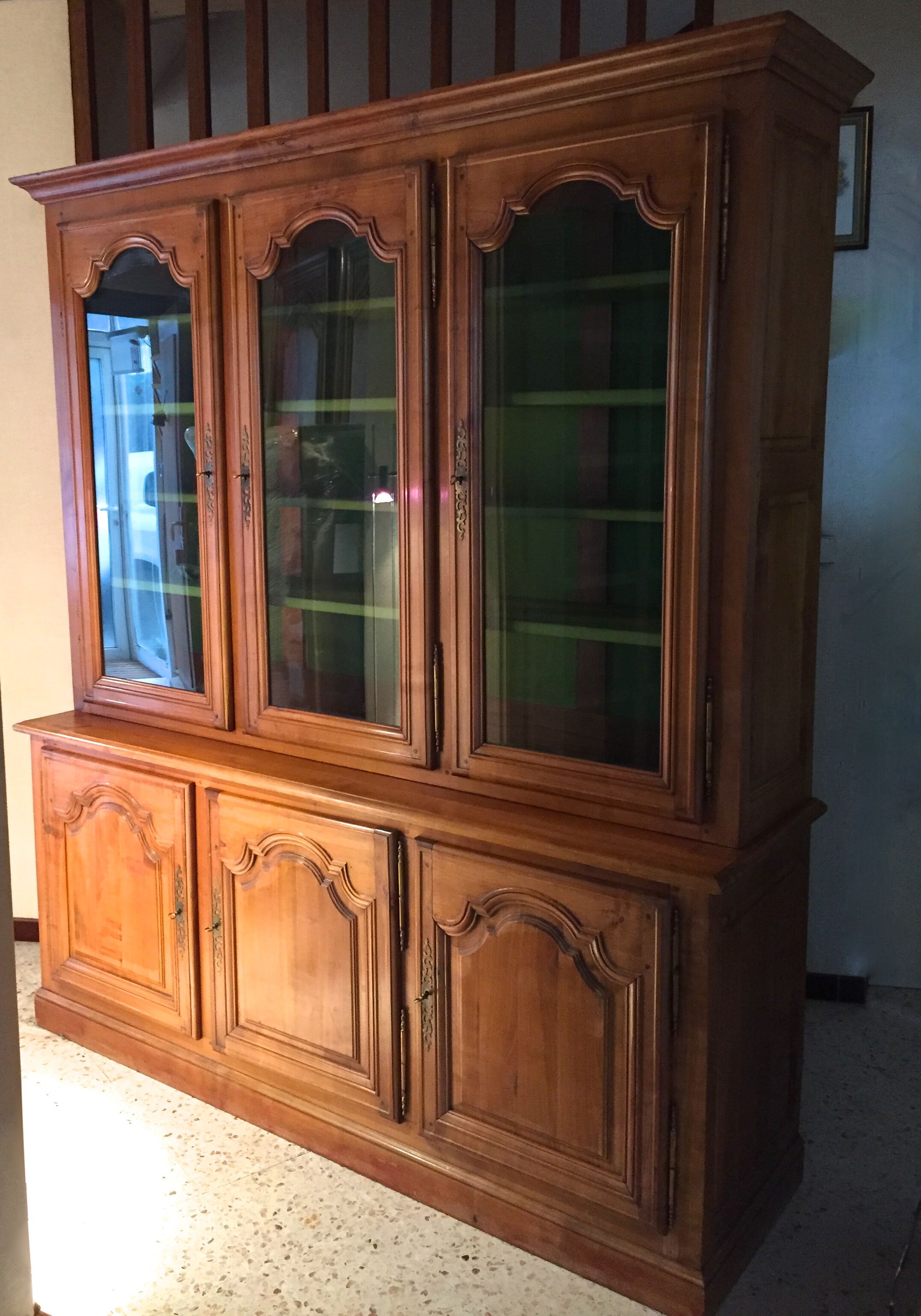 Vintage glass library in solid cherry