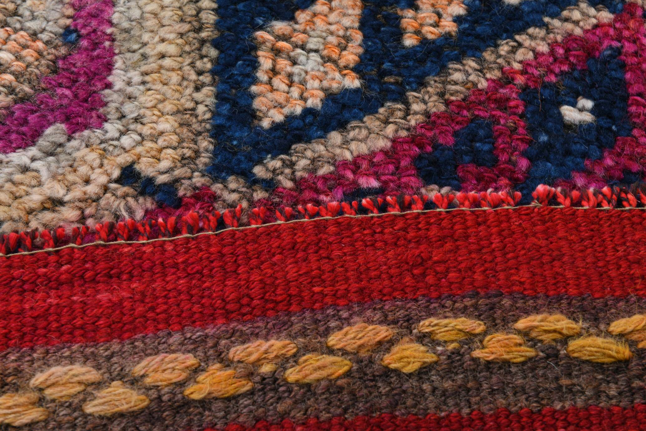 3x12 Red & Navy Blue Oushak Runner Rug, 83x352Cm