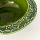 Christmas serving bowl, French BCI holly ceramic bowl, green glazed