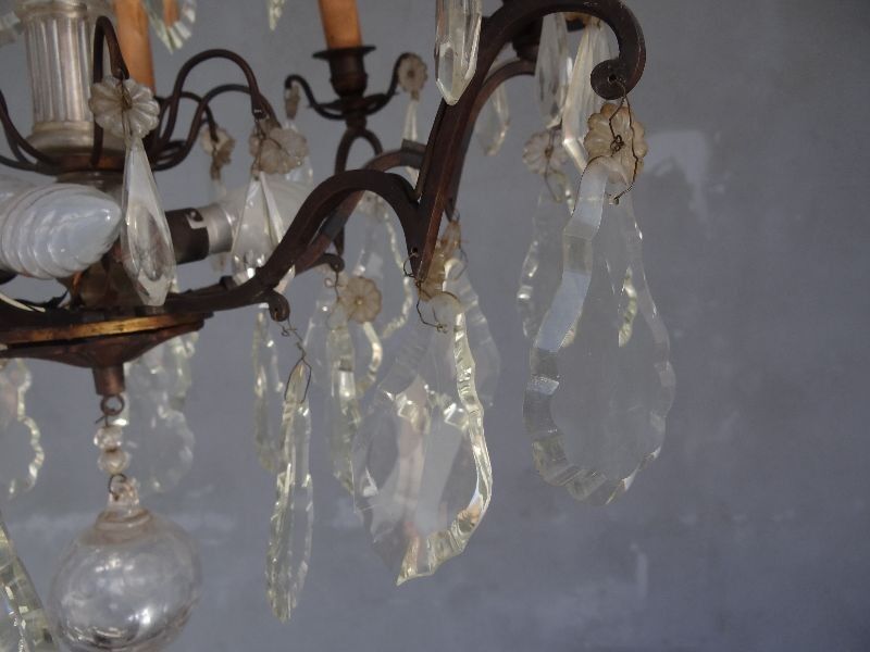 Hanging crystal chandelier and bronze 1900