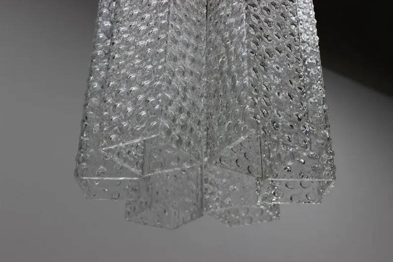 Vintage Glass Chandelier by Kamenický Šenov, 1960s