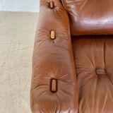 Vintage Danish mid-century cognac brown leather 2-seater Stouby 1970s