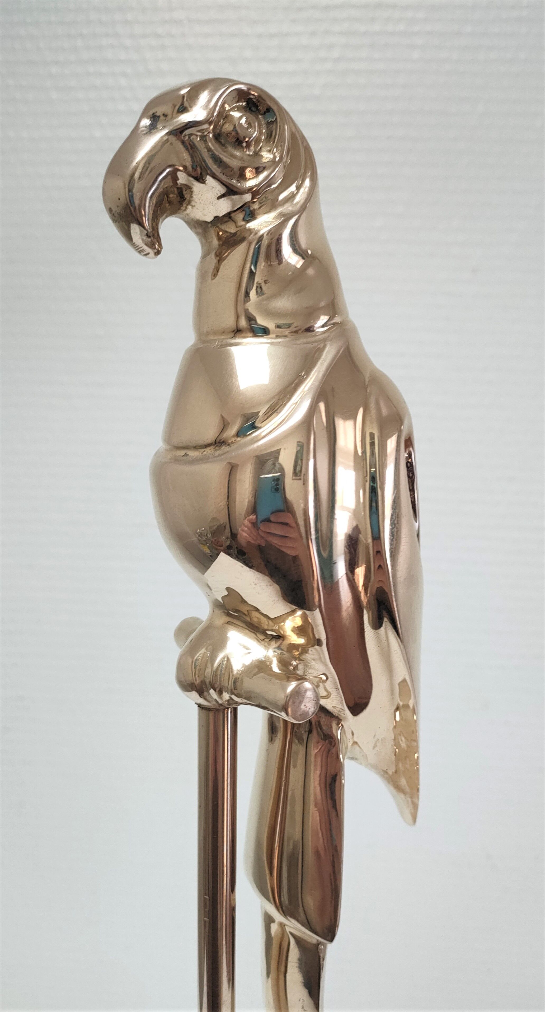 Solid brass parrot perch H. 45 cm 80s