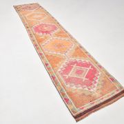 3x12 Pumpkin Orange & Pink Turkish Runner Rug, 83x392Cm