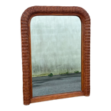 Curved rattan mirror 70s