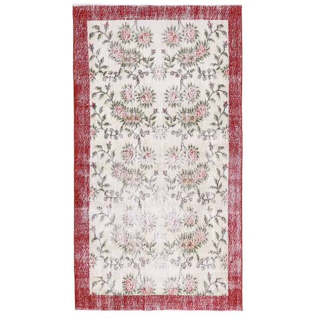1970s Turkish Oushak Handmade Wool Cotton Beige Area Rug 127x235
