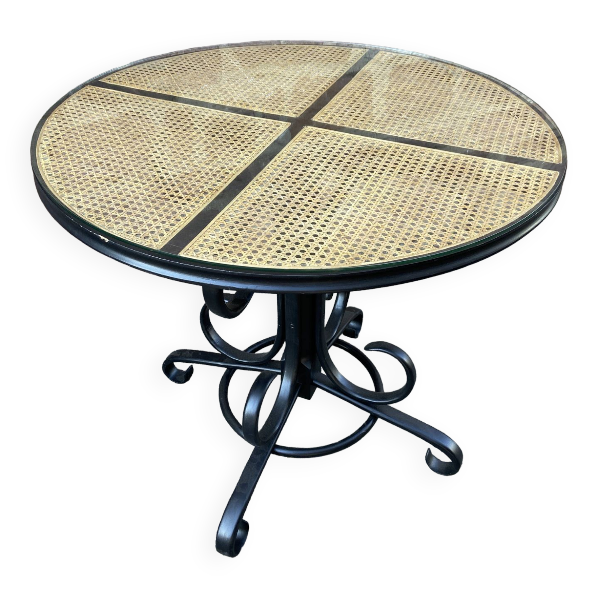 Side table table central foot pedestal table Art Nouveau style curved wood 1980s