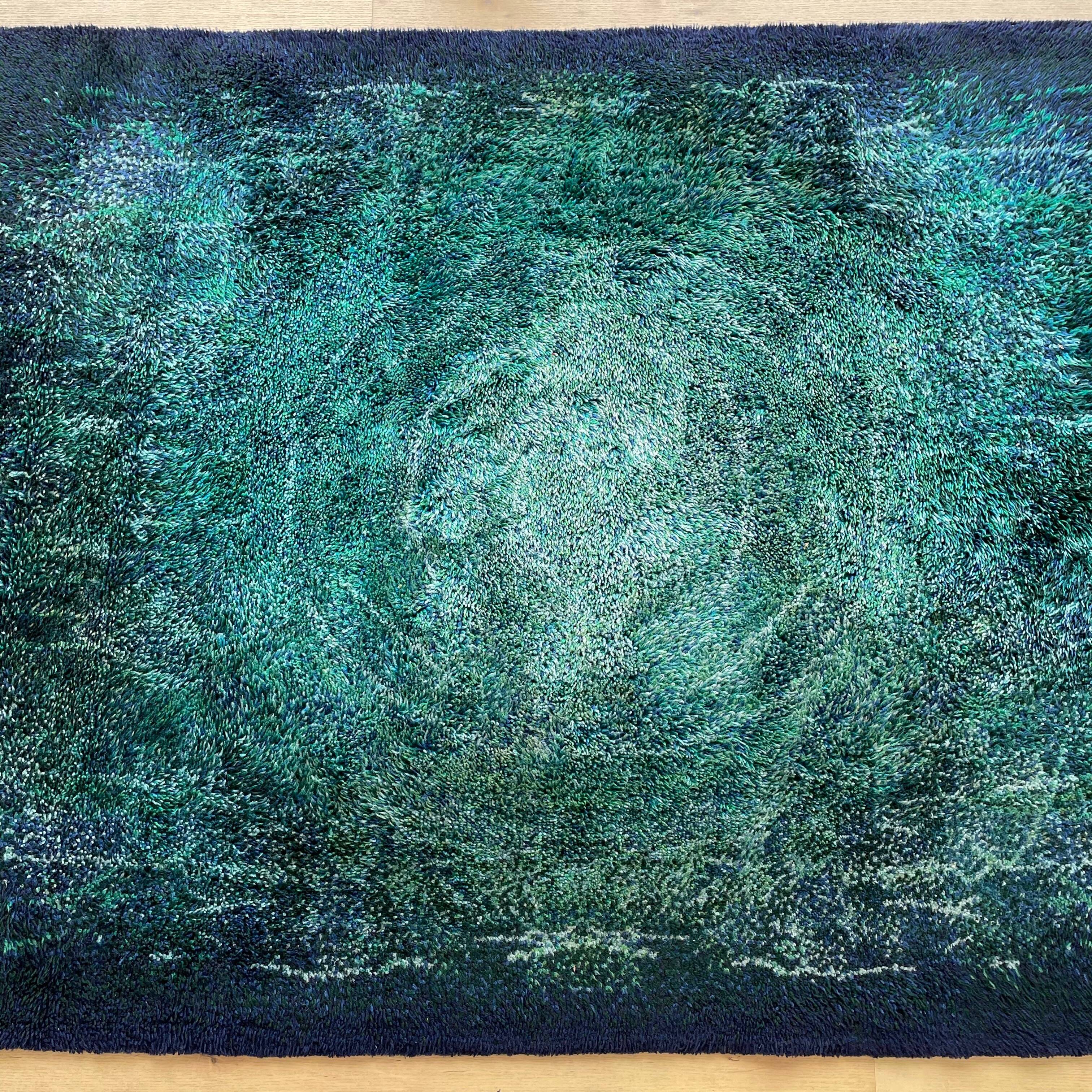 Large "space design" multi-color high pile rya rug by desso netherlands, 1970