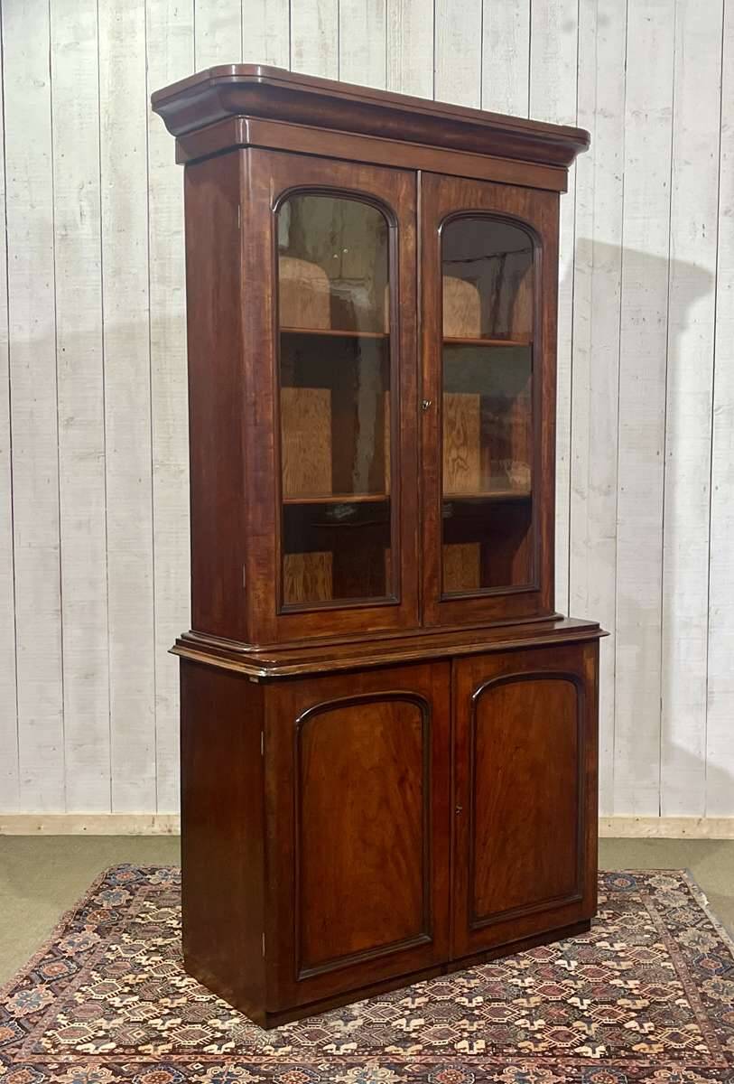 19th century English mahogany two-part bookcase