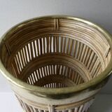 Bamboo and brass umbrella holder, 70s