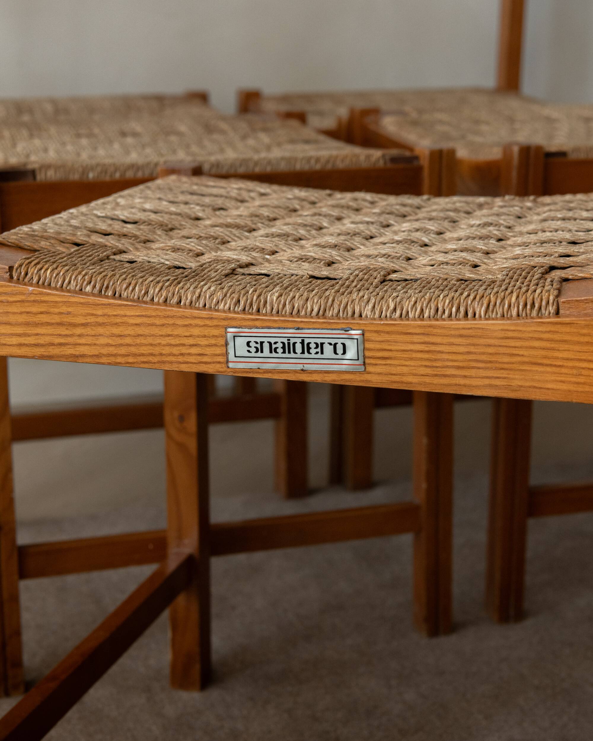 Chaises de salle à manger vintage italiennes rustiques modernes par Snaidero, années 1970, ensemble de 5