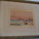 Old watercolor painting of seaside landscape signed H. Jeannolle 19th century