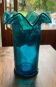 Vintage blue corolla vase glass Italy Murano style