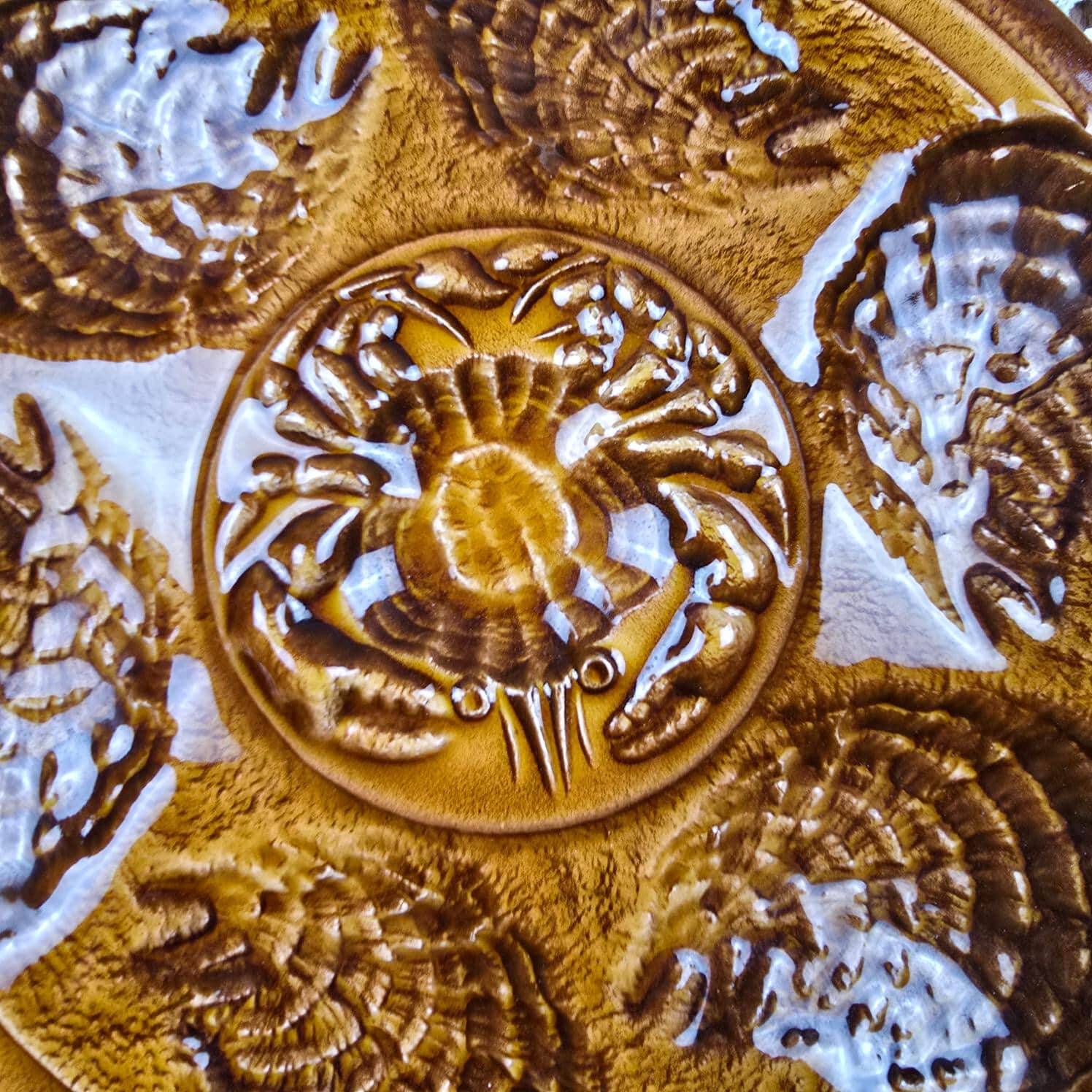 Set of 6 oyster plates – Sarreguemines – brown decor