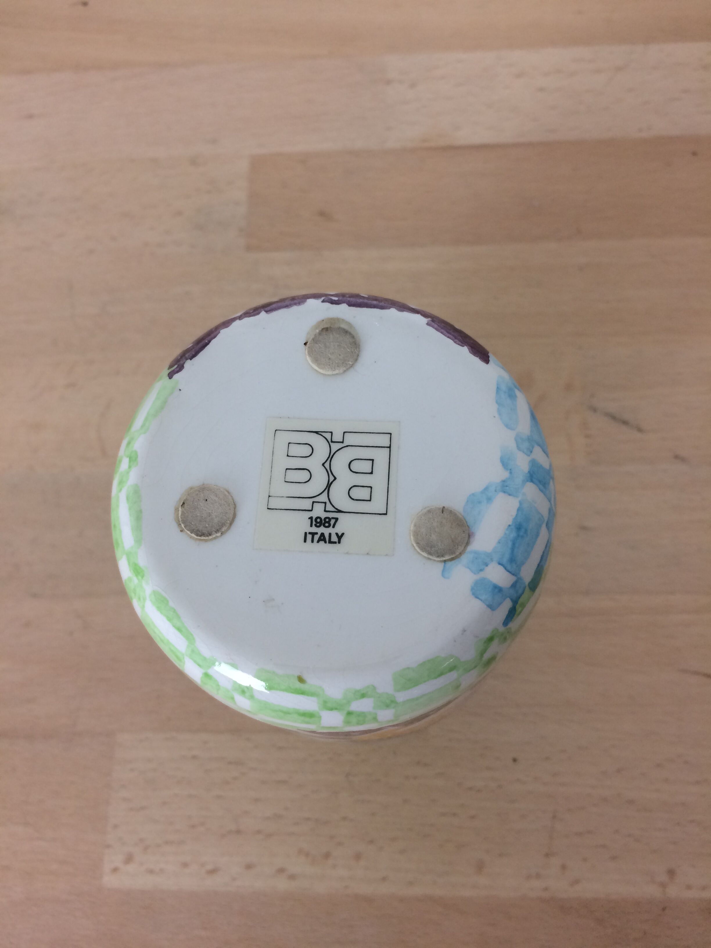 Multicolored geometric Italian vase, 80s