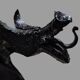 A pair of wrought iron andirons with dragon heads, 1970s.