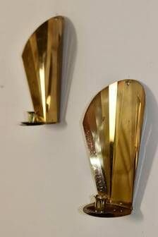 Pair of Swedish mid-century wall sconces in brass