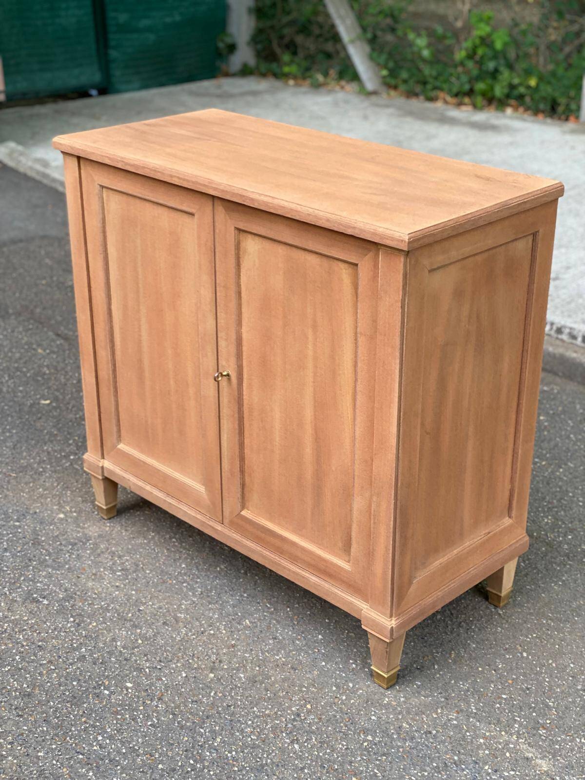 Louis XVI buffet, shallow, stripped, made of solid mahogany, 1950.