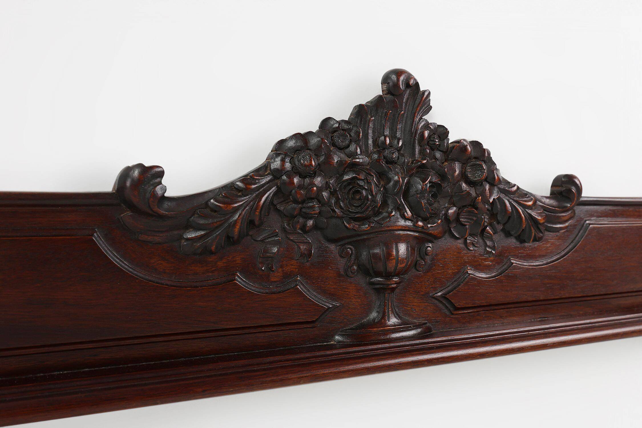 Antique Sculpted Oak Frieze or Wall Ornament, France, 1900s