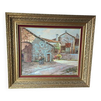 Henri Dufour - Oil on canvas, signed - Peasant couple