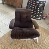 Rocking-chair en velours marron par Lama, années 70