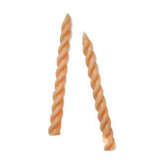Duo of candle candles candles in orange beeswax