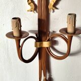 bronze-painted metal wall light, 2 lights, Napoléon III style lamp