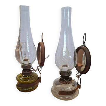 Coppia di Lampade Vintage DITMAR – Antiche Lampade a Olio Elettrificate con