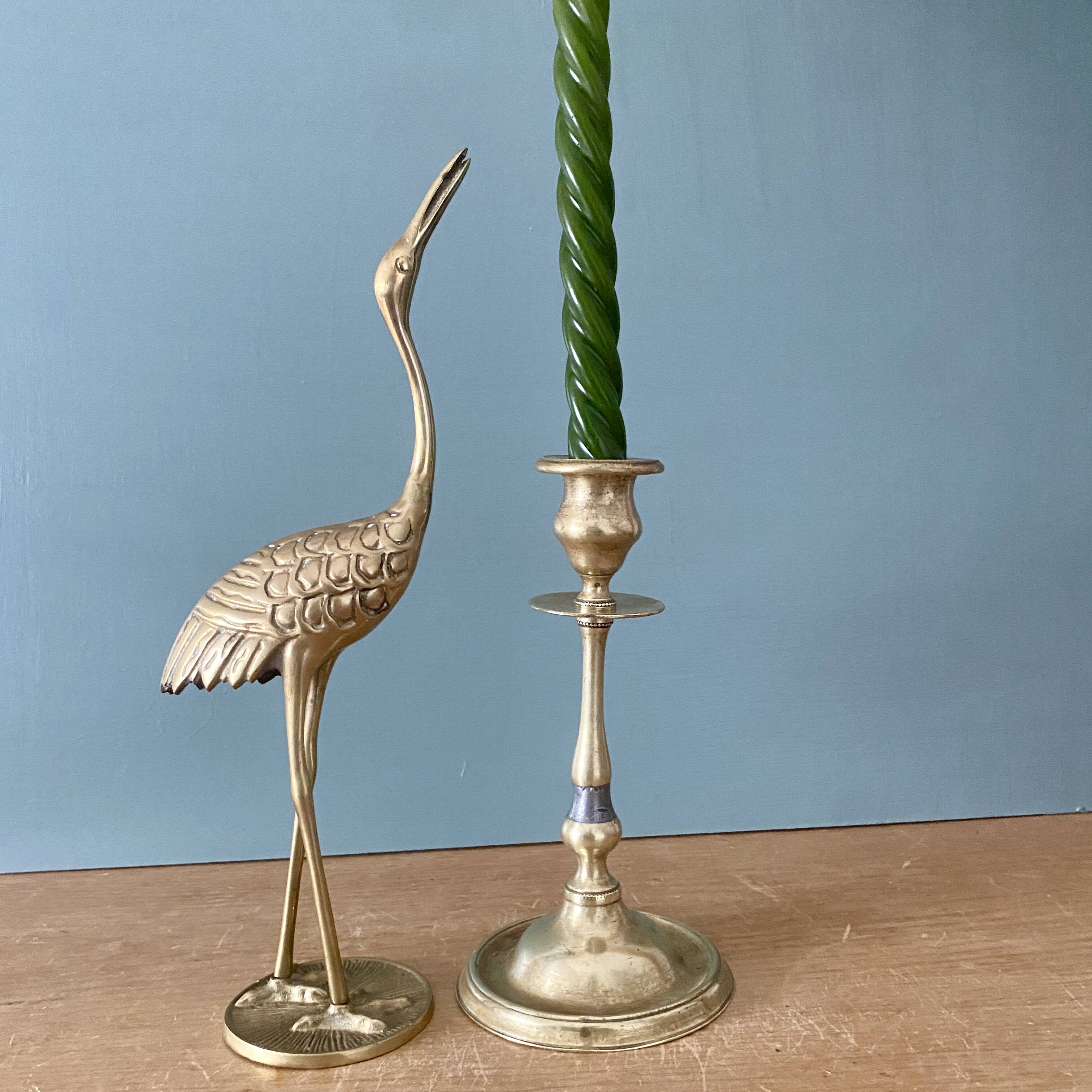 Antique brass candlestick holder
