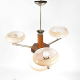 1950s art deco chandelier, Spółdzielnia Pracy Metal Kraków, Poland