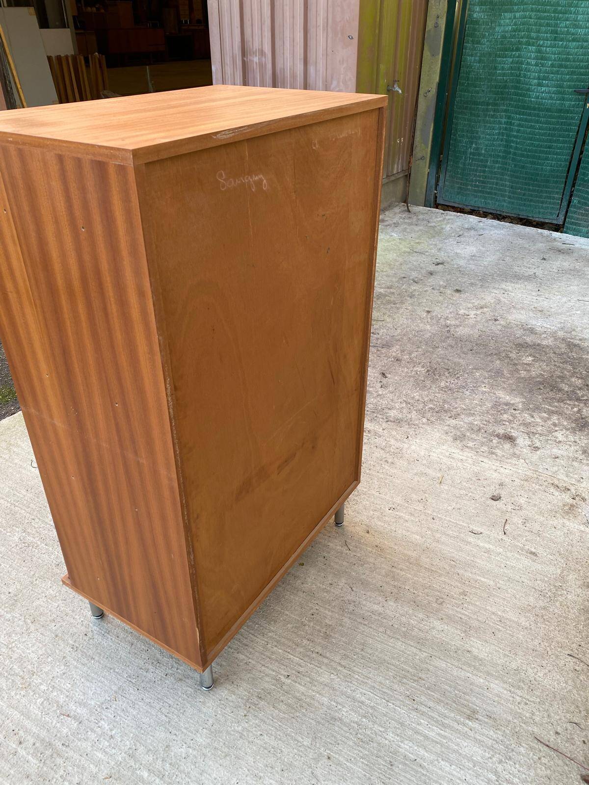 Scandinavian wooden chest of drawers sideboard cabinet with 2 doors 123cm