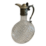 Carafe in cut glass or crystal and silver-plated metal, 20th century