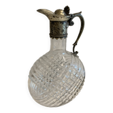 Carafe in cut glass or crystal and silver-plated metal, 20th century